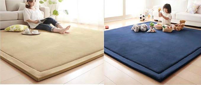V-mix Baby Play Mat, Handmade Weaving Plush Foam Play Crawling Rugs for Baby, Toddler, Children, Yoga Mat, Exercise Mat Cushy-Soft & Thick Hypoallergenic, Non-Toxic, Reversible