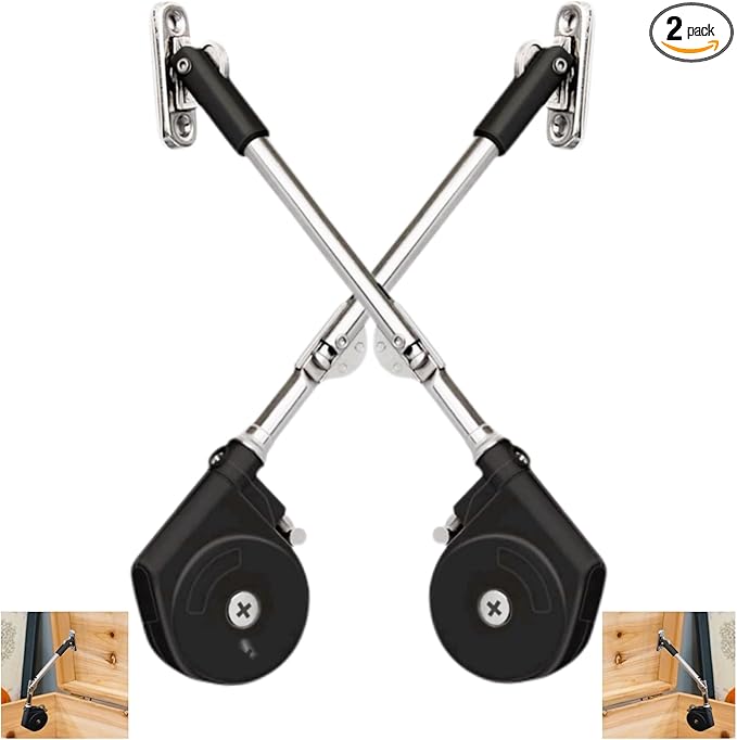 Toy Box Hinges Soft Close - Chest Hinge Lid Stay 105 Degree Open with Soft Close, Lid Support for Toy Box and Upward Top-Opening Flap Doors (Black 2 Pack)