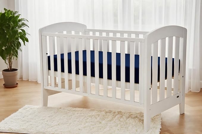 American Baby Company 2 Pack Fitted Crib Sheets 28" x 52", 100% Polyester Ultra Soft Microfiber, White/Navy, for Boys and Girls, Fits Crib and Toddler Bed Mattresses