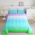 Feelyou Blue Green Ombre Comforter Queen Size, Colorful Gradient Comforter Set for Boys Girls Rainbow Ombre Bedding Set Luxury Modern Duvet Set Decorative Microfiber Bed Set