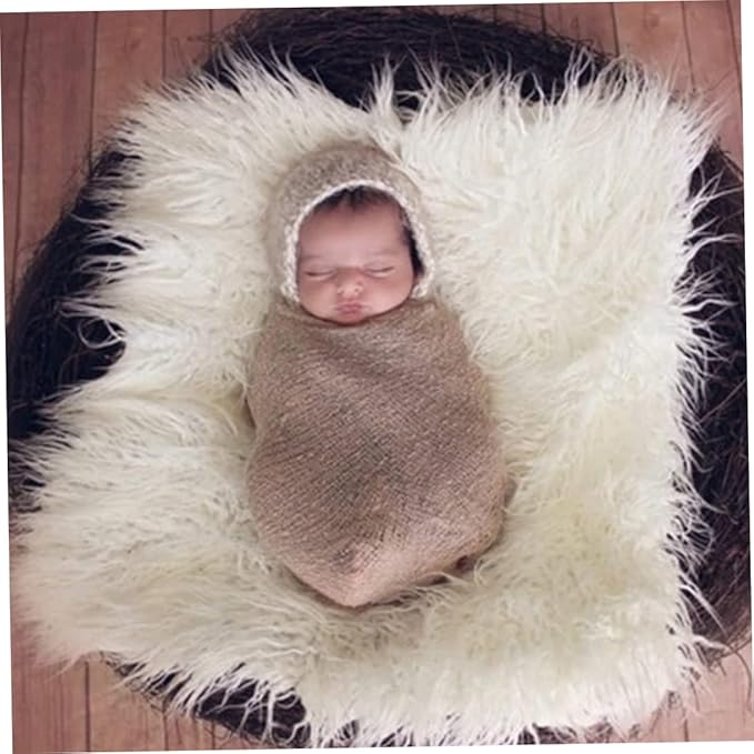 Baby Photography Photo Props Blanket, Newborn Faux Photography Blanket Mat Rug, DIY Basket Stuffer Rug Wrap Shaggy Background Backdrop