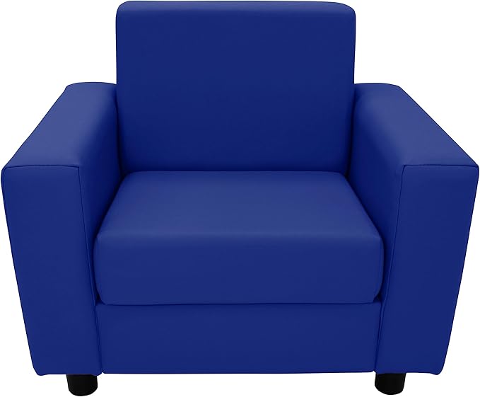 Factory Direct Partners SoftScape Inspired Playtime Classic Reading Chair, Children's Commercial-Grade Upholstered Furniture for Home, Daycare, Preschool, Library; Comfy Modern Design - Blue, 14472-BL