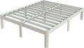 White Full Size Bed Frame 14 Inch, Metal Full Bed Frame No Box Spring Needed, Heavy Duty Steel Support 3500 LBS, DIY Headboard, Noiseless, Round Corner Legs, Storage Space, Easy Assembly