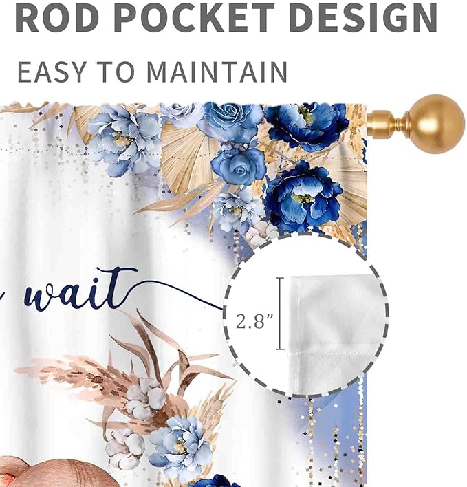 Bear Curtains for Kids Room, Baby Boys Girls Cute Lovely Bear Watercolor Floral Blue Window Drapery Treatments for Living Room Bedroom Nursey Toddler Classroom 2 Panels, 84"x84" Inch
