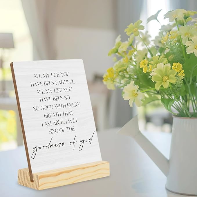 Inspirational Quote Wood Plaque Signs Motivational Quotes Gift Goodness of God Wooden Wall Art Religion Sign Inspirational Words Desk Decor for Home Office 5×4 Inches