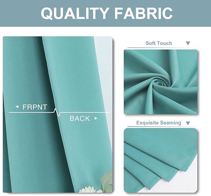 ChrisDowa Small Kitchen Valances for Windows - Grommet Short Thermal Insulated Room Darkening Window Valances Curtains for Living Room (2 Panels, Aqua, 42 x 18 Inch)