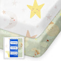 Cloud-Like Soft Pack N Play Sheets - Compatible with Graco, 4moms, Dream On Me, Baby Trend and Other 27 X 39/24 X 38 Inch Playard Mattress Pad, Jersey Knit Cotton, 2 Pack (Planet & Moon)
