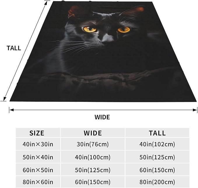 Cute Black Cat Blanket Gifts for Cat Lovers Girls Women Animal Kitten Flannel Throw Blankets for Home Couch Bed Sofa Soft Fuzzy Lightweight Decor Adults All Season 80x60 Inches