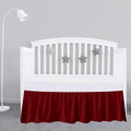 Burgundy Crib Bed Skirt 28" x 52" with 14" Drop - Dust Ruffle Crib Skirt with Split Corners - Soft Nursery Standard Crib Toddler Bedding Skirt for Baby Boys or Girls