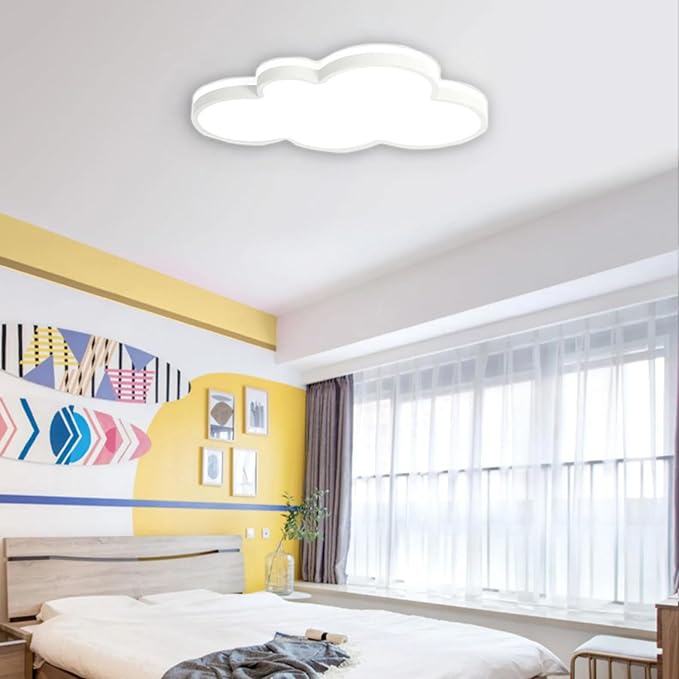 Cloud Shape LED Ceiling Light Fixture,Modern 23 Inch Recessed Ceiling Lights,Dimmable Light,White 34W 3000K-6000K Close to Ceiling Lighting Flush Mount Living Room Bedroom