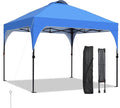 GDY 10x10 Pop Up Canopy Tent, Outdoor Gazebo with 4 Sandbags, Easy Up Canopy with 3 Adjustable Heights for Events, Parties, Camping, Blue.