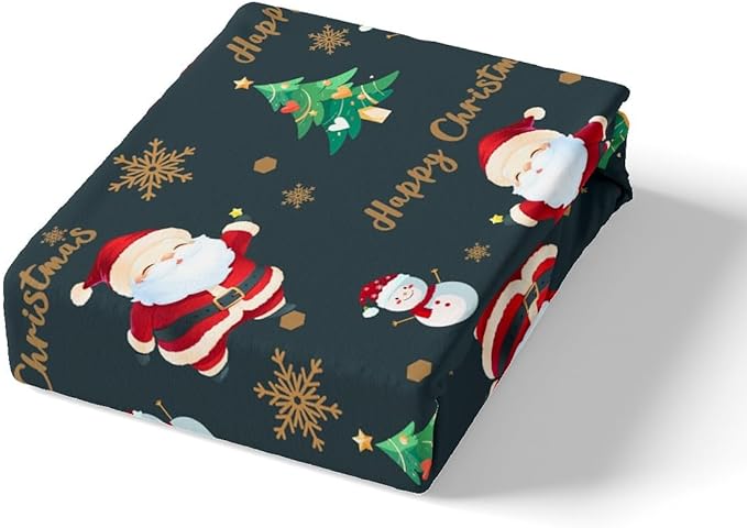 Christmas Duvet Cover Set Queen Size, Santa Claus Xmas Trees Snowman Sonwflake Comforter Cover with 2 Pillowcases, New Year Theme Bedding Set for Kids Boy Girl Lightweight Bedspread Cover,No Comforter