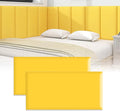 3D Anti-Collision Wall Padding for Kids, Peel and Stick Upholstered Wall Panels, Queen Headboard, Playroom Decorative Protection Panel, Pack of 2 Panels Sized 23.6” X 11.8” (Yellow)