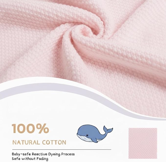 Baby Knit Blanket Soft Cotton Lightweight Newborn Blanket for Crib Stroller Toddler Nursery Shower Gift Cozy Breathable Travel Swaddle Wrap Pink 30 x 40 Inches