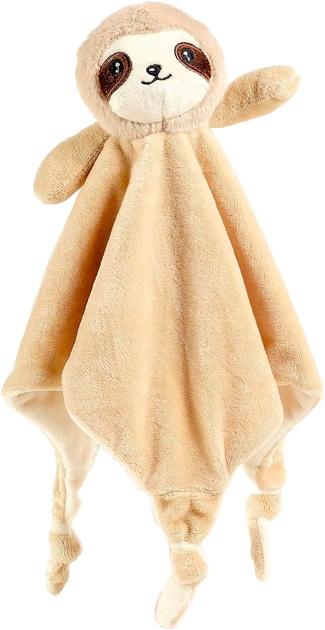 CREVENT Cozy Plush Baby Security Blanket, Loveys for Baby Girls and Boys, Birthday (Giraffe + Sloth)
