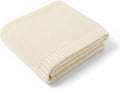 Baby Knit Blanket Soft Cotton Lightweight Newborn Blanket for Crib Stroller Toddler Nursery Shower Gift Cozy Breathable Travel Swaddle Wrap Cream 30 x 30 Inches