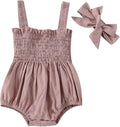 Newborn Baby Girl Bodysuit Sleeveless Halter Frill Romper One-piece Jumpsuit with Headband Summer Clothes Set