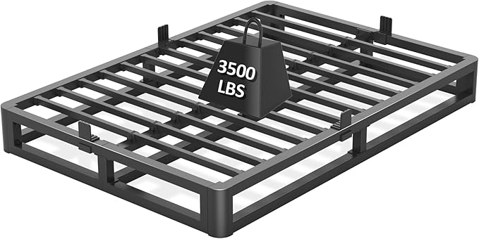 6 Inch King Bed Frame with Round Corner Edges, Low Profile King Metal Platform Bed Frame with Steel Slat Support, No Box Spring Needed/Easy Assembly/Noise Free Mattress Foundation