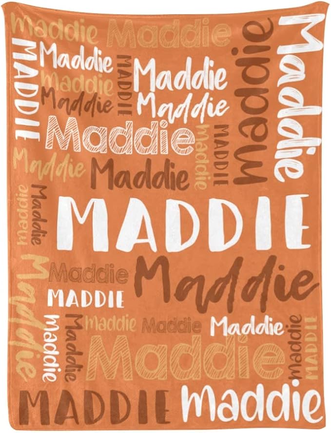 Dr.TOUGH Personalized Blankets with Name Customized Baby Blankets for Girls Boys Adults Monogrammed Blankets and Throws Christmas Birthday Mothers Fathers Valentines Day Gift (Dark-Orange,50''×60'')