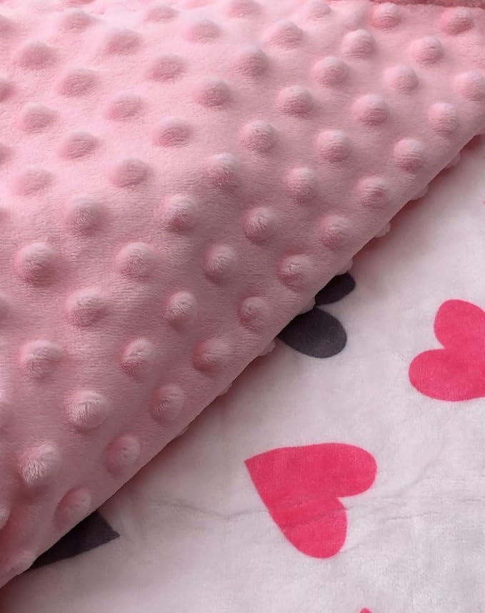 Baby Double Layer Soft Plush Minky Blanket With Dotted Backing for Boys Girls - Toddler Newborn Shower Gift (Peach Hearts, 30 X 40 Inches)