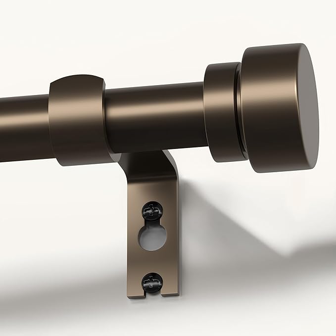 Modern Brown Curtain Rods for Windows 72 to 144 Inches Adjustable Length Heavy Duty 1" Diameter Window Curtain Rod with Decorative Finials for Outdoor Farmhouse Bedroom Kitchen Living Room