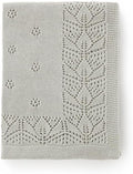 LAWKUL Cellular Blanket Baby 100% Cotton Knitted Soft Knit Crochet Blankets for Newborn Boy Girls Toddler Light Grey 100x80cm