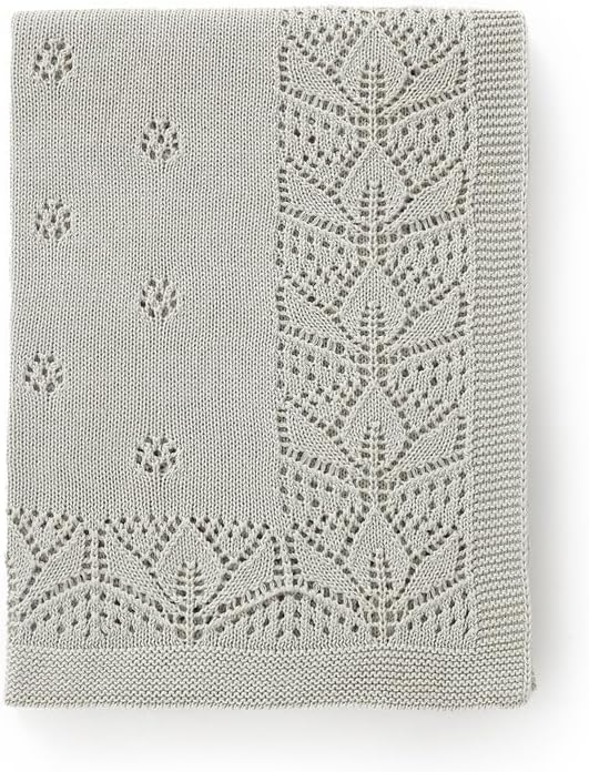 LAWKUL Cellular Blanket Baby 100% Cotton Knitted Soft Knit Crochet Blankets for Newborn Boy Girls Toddler Light Grey 100x80cm