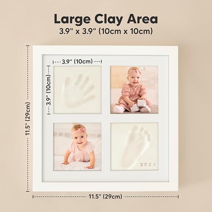 KeaBabies Baby Hand and Footprint Kit - Baby Footprint Kit, Clay Handprint Keepsake Frame, Nursery Picture Frame For Newborns, Personalized New Mom Gifts for Showers & Registry (Alpine White)
