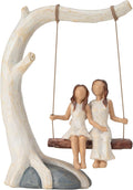 Swing Statue. Mother Daughter Sculpted Hand-Painted Figurine.Mom Birthday Gift from Daughter