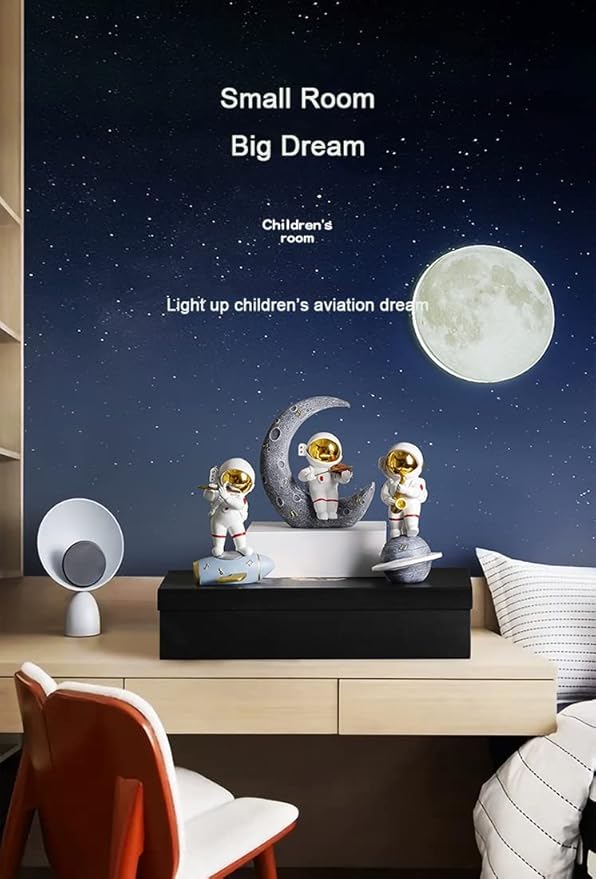 Paimuni Figurine Home Decor Resin Astronaut Statue Collectible Spaceman Sculpture Decorative Music Ornament for Desktop Bookshelf Office Living Room