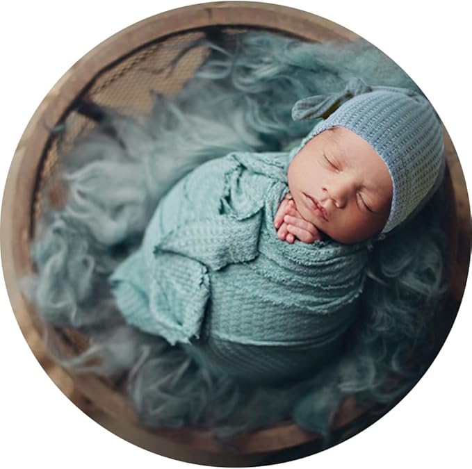 Newborn Baby Photography Wrap with Long Tail Hat Boy Girl Photo Crochet Outfits Picture Blanket Props (Beige)