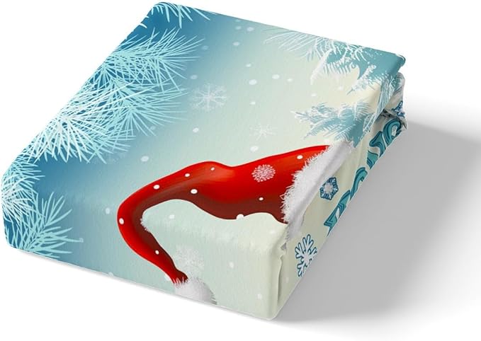 Manfei Winter Duvet Cover Set Full Size, Christmas Gnomes Bedding Set 3pcs for Kids Boys Girls Bedroom Decor, White Snowflake and Trees Print Xmas Comforter Cover with 2 Pillowcases,No Comforter