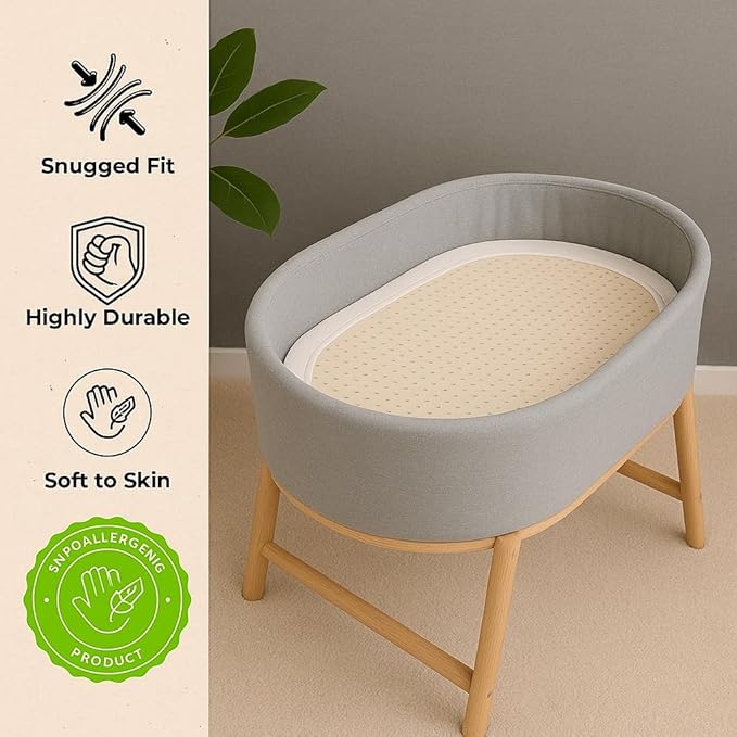 ORGANIC TEXTILES Organic Baby Mattress Topper with Tencel Cover - GOLS/GOTS Certified - Breathable, Hypoallergenic, 2" Bassinet (30"x15")