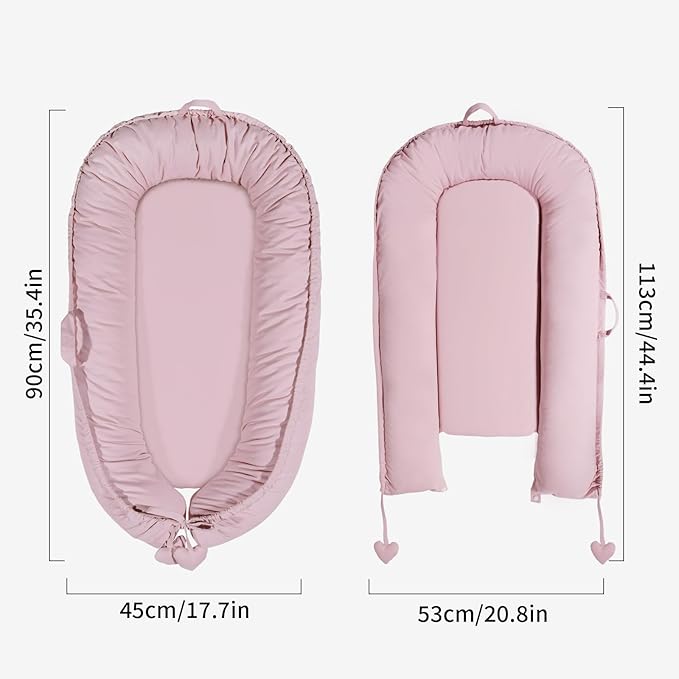 Baby Lounger - Baby Lounger for Newborn 0-24 Months, Soft Breathable Cotton Infant Lounger Cover, Portable Baby Nest for Travel, Newborn Essentials for Baby Girl