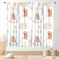Cartoon Bear Curtains, Kids Boys Girls Cute Lovely Bear Star Cloud Ballon Pastel Window for Baby Living Room Bedroom Nursey Toddler Classroom 2 Panels, 84"x63" Inch
