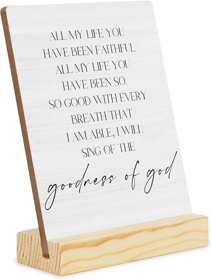 Inspirational Quote Wood Plaque Signs Motivational Quotes Gift Goodness of God Wooden Wall Art Religion Sign Inspirational Words Desk Decor for Home Office 5×4 Inches