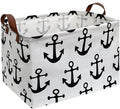 CLOCOR Rectangular Storage Basket,Collapsible Cute Pattern Storage Bin,Waterproof Coating Storage Box with Handles ,Gift Baskets, Shelf Basket (Anchor)
