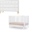 dadada Baby Harmony Nursery Set, Furniture Set. Baby Crib and Dresser Combo. Soho 3 in 1 Convertible Crib and Austin 5 Drawer Nursery Dresser. White Beechwood