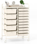 Giantex 15 Drawers Rolling Cart, Classroom Organizers, Storage Cart with Wheels, for Teacher Office Home School Supplies Tool Craft Art Paper