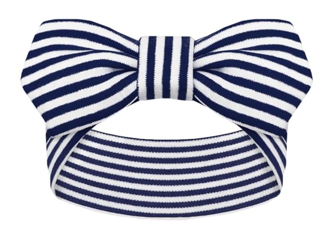 Creative Knitwear Rochester Yellowjackets Infant Girls Navy/White Striped Hair Knot Headband Embroidered Logo - Size Newborn - 4T