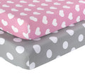 2 Pack Fitted Crib Sheets for Girls in 100% Jersey Knit Cotton – Baby Girl Crib Mattress Sheets in Pink and Purple Heart and Polka Dot Designs by Everyday Kids; Sweet Baby Girl Nursery Theme