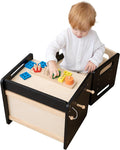 Montessori Weaning Table and Chair Set - Adjustable Design for Toddlers, Ideal for Mealtime, Learning, and Play, Black