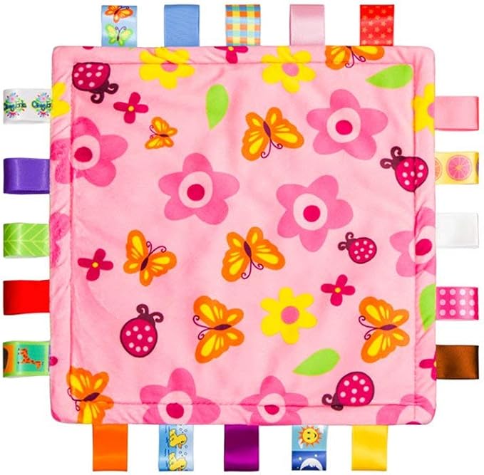 Inchant Colorful Ribbons Baby Taggy Blanket Comforter appese Towel, Flower Shape Kids Toddlers Security Blanket