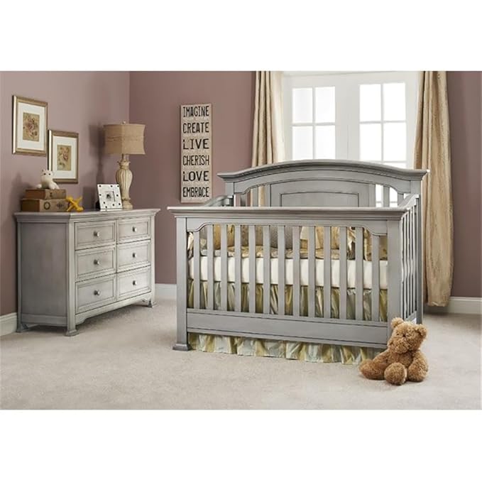Centennial Medford 4 in 1 Convertible Baby Crib in a Vintage Grey Finish