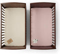 Muslin Crib Sheets for Baby Girl Large Size 52x28x9 inches 2 Pack Pink & Beige, Soft Breathable Muslin Fabric, Fits Standard Crib Mattress Sheet, Durable Baby Bed Sheets