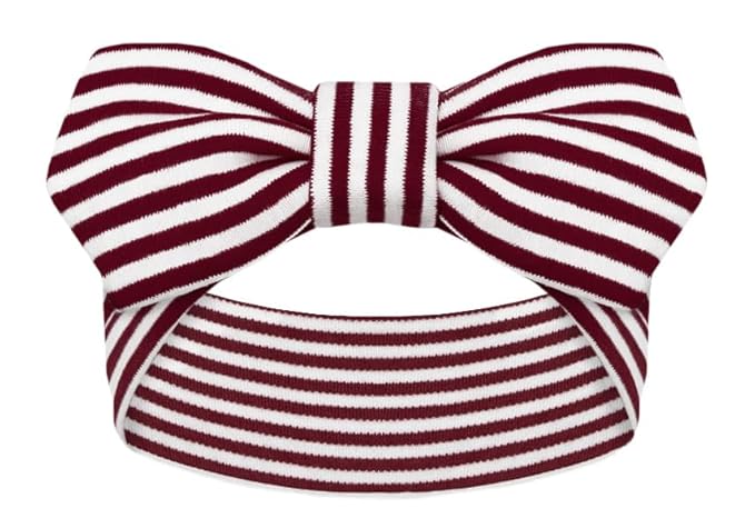 Creative Knitwear MIT Engineers Infant Girls Maroon/White Striped Hair Knot Headband Embroidered Logo - Size Newborn - 4T