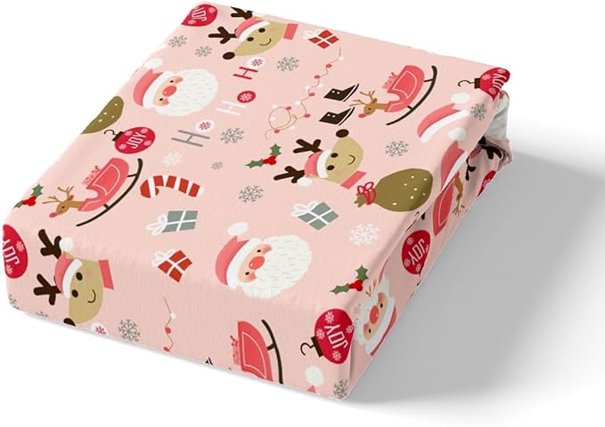 Manfei Christmas Duvet Cover Set Twin Size, Santa Claus and Reindeer Bedding Set 2pcs for Kids Girls Adult, New Year Theme Comforter Cover Soft Polyester Quilt Cover with 1 Pillowcase,No Comforter