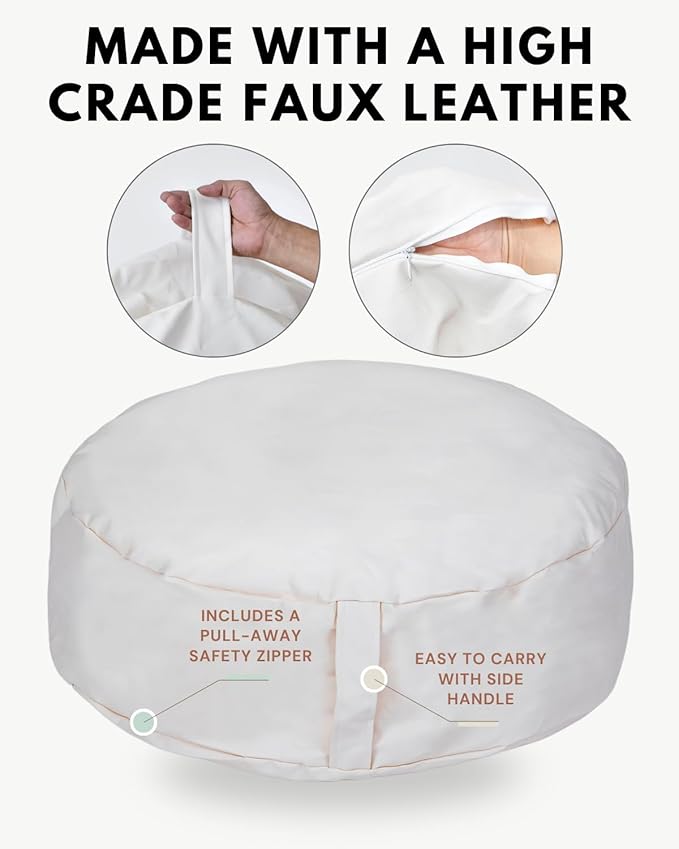Travel Size Newborn Photography Beanbag 32” | Bean Filling Not Included | Professional Faux Leather Poser | Baby Photo Prop & Pose Pillow Shapable - Newborn Photography Props