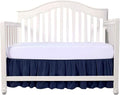 Crib Bed Skirt 28” x 52” with 14” Drop – Split Corners Dust Ruffle, Microfiber - Breathable, Durable, Elastic Adjustable Fit, Soft Nursery Bedding for Baby Boys & Girls, Navy Blue Solid