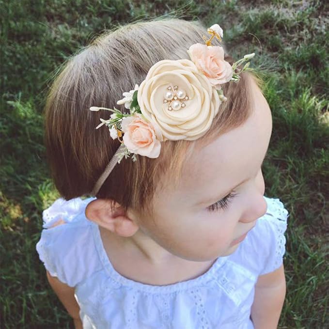 Baby Girl Headbands Nylon Flower Elastic Hairbands 6pcs Hair Accessories Gift for Newborn Infant Toddlers